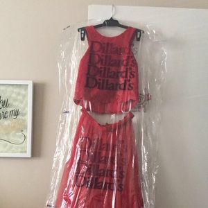 Dillard’s 2 piece red ball gown